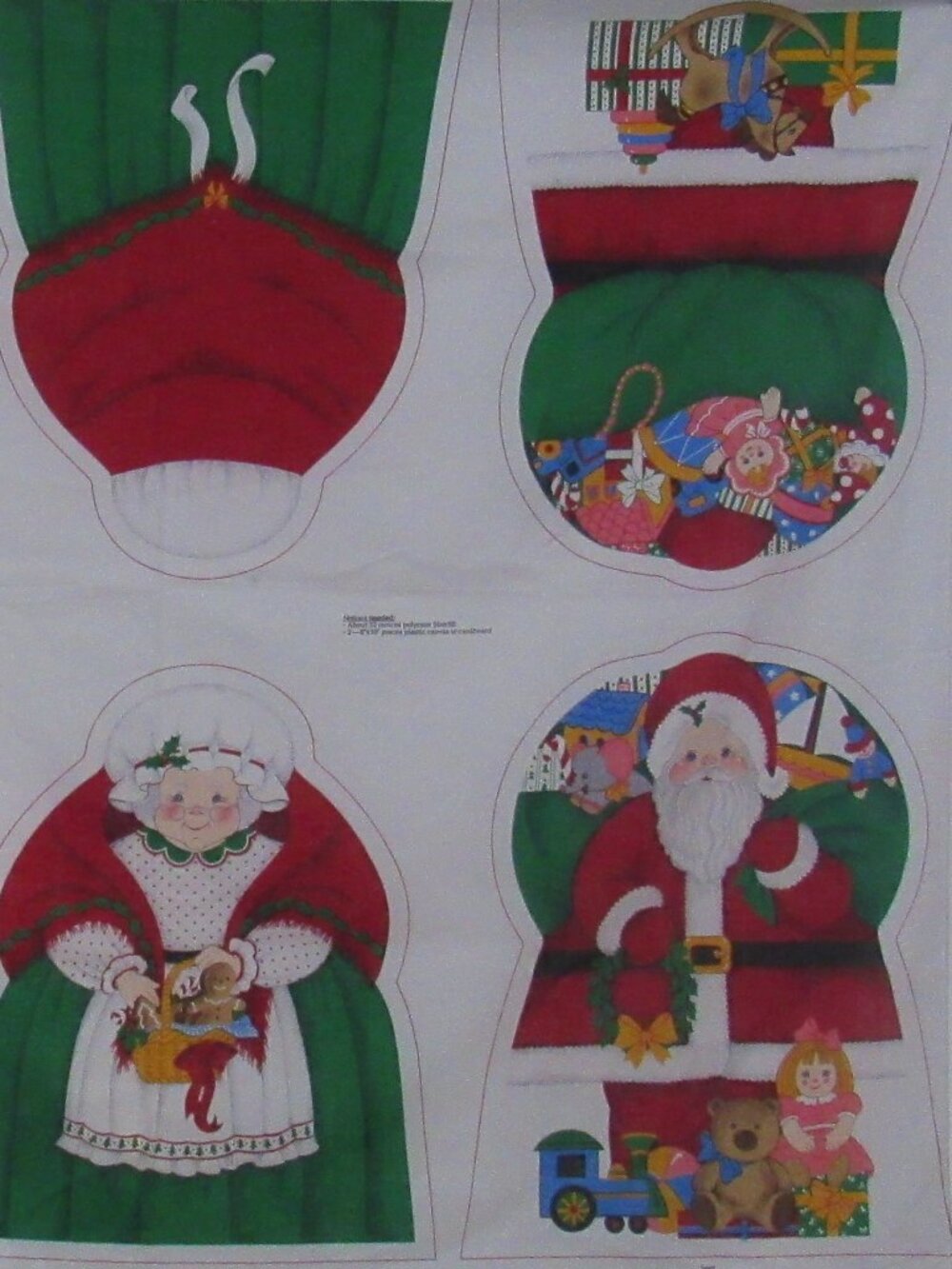 Mr. and Mrs Clause Cut Out & Sew Panel, Pillows, Applique, Door Stop, Decor Z222